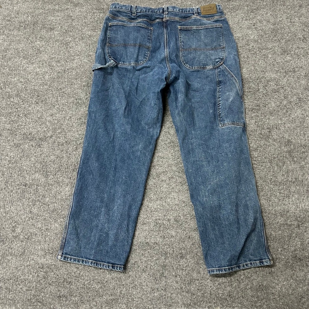 Work n' Sport Jeans Mens Size 38x30 Blue Carpenter Relaxed Fit Utility Denim
